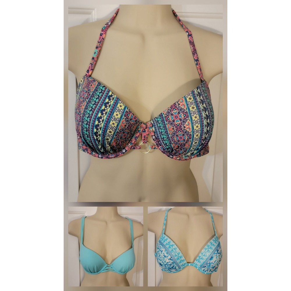 Swimsuit Bikini Top Lot (3) Shade & Shore M-L Padded Underwire